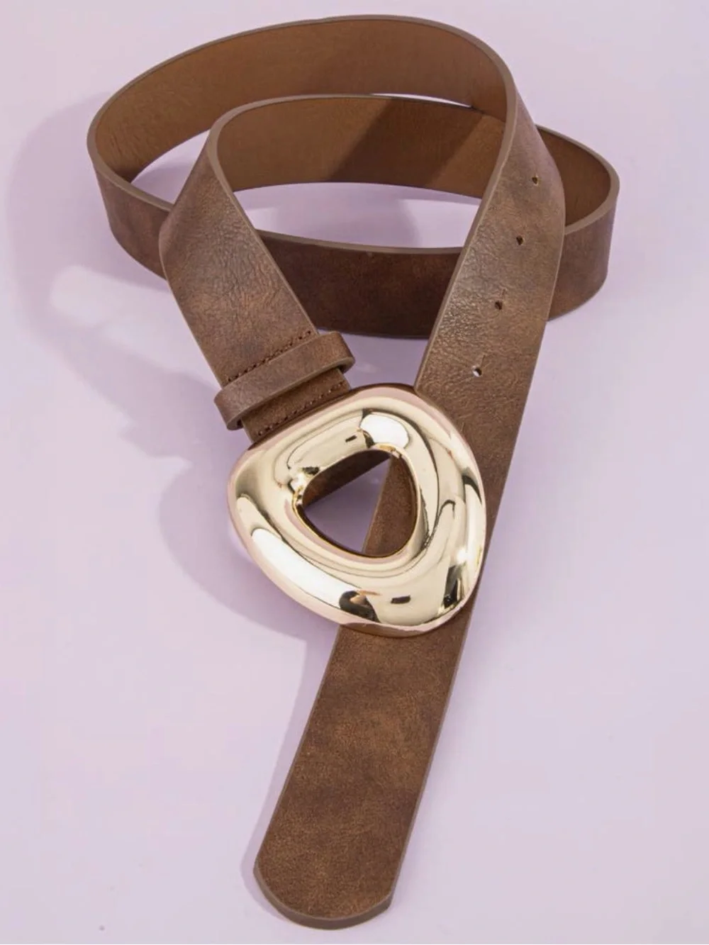 Brown Vegan Leather Abstract Belt